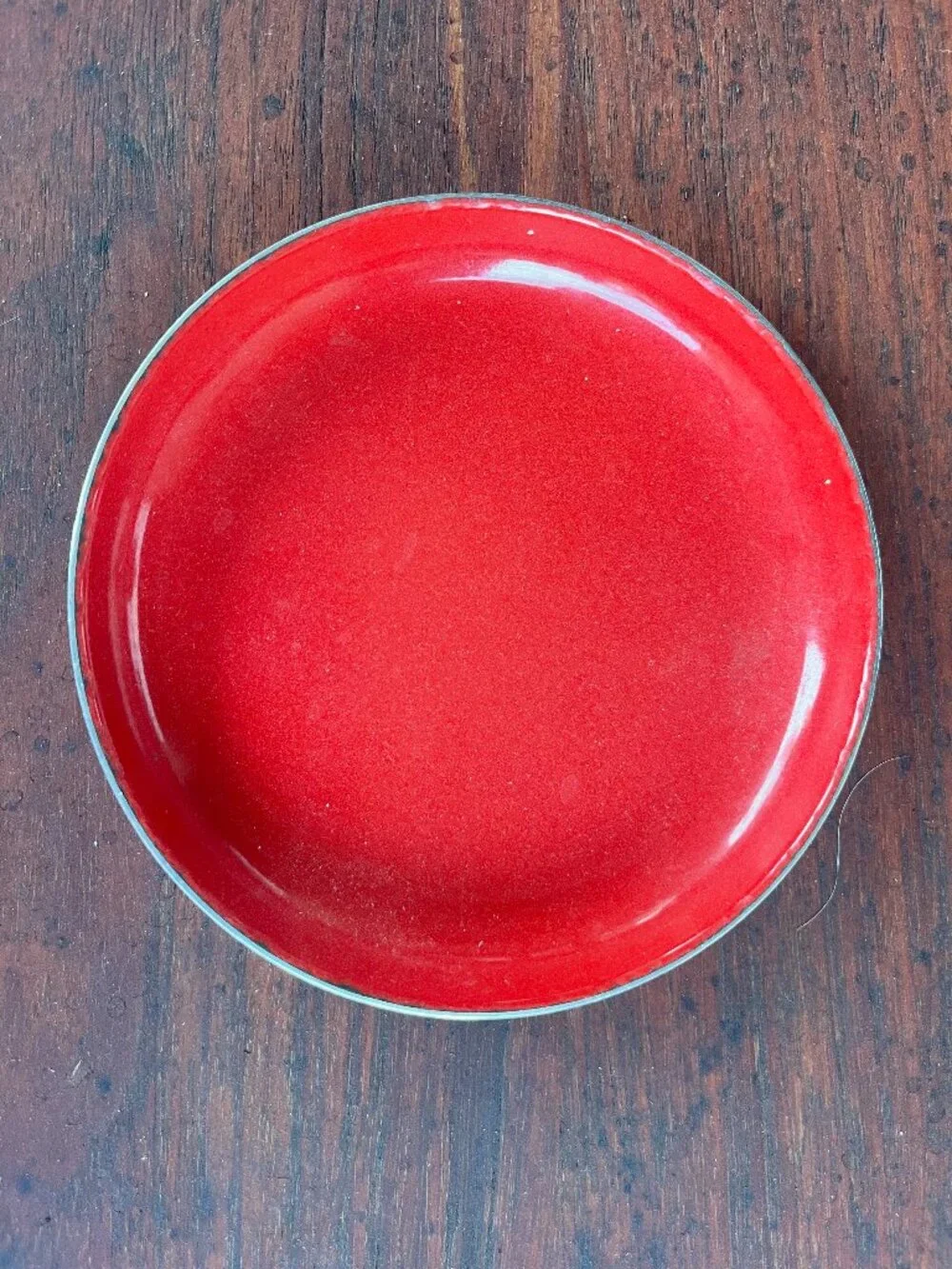 Mid Century Catherine Holm Red Enamel Stainless Steel Trinket Dish